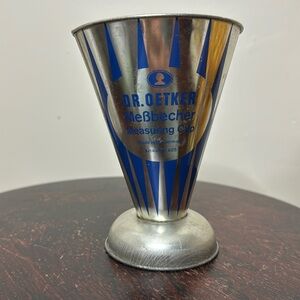 Vintage mid century Dr. Oetker measuring cup metal